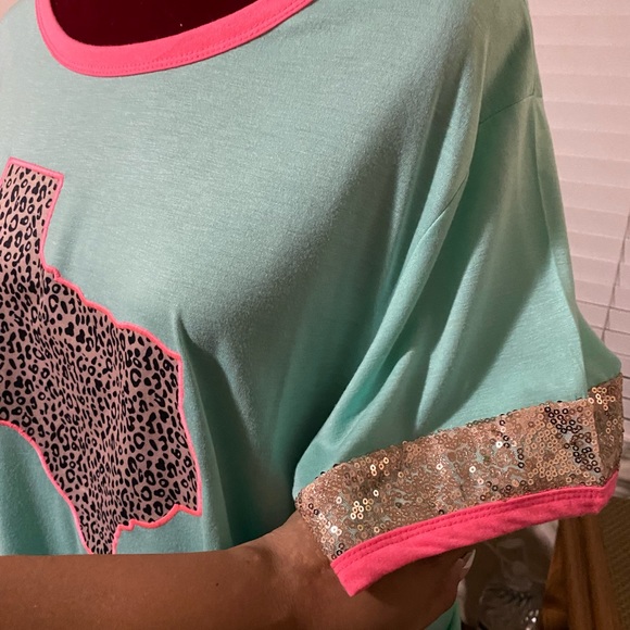 Sequins and Leopard print w/ Texas state design! NWOT - Picture 3 of 9